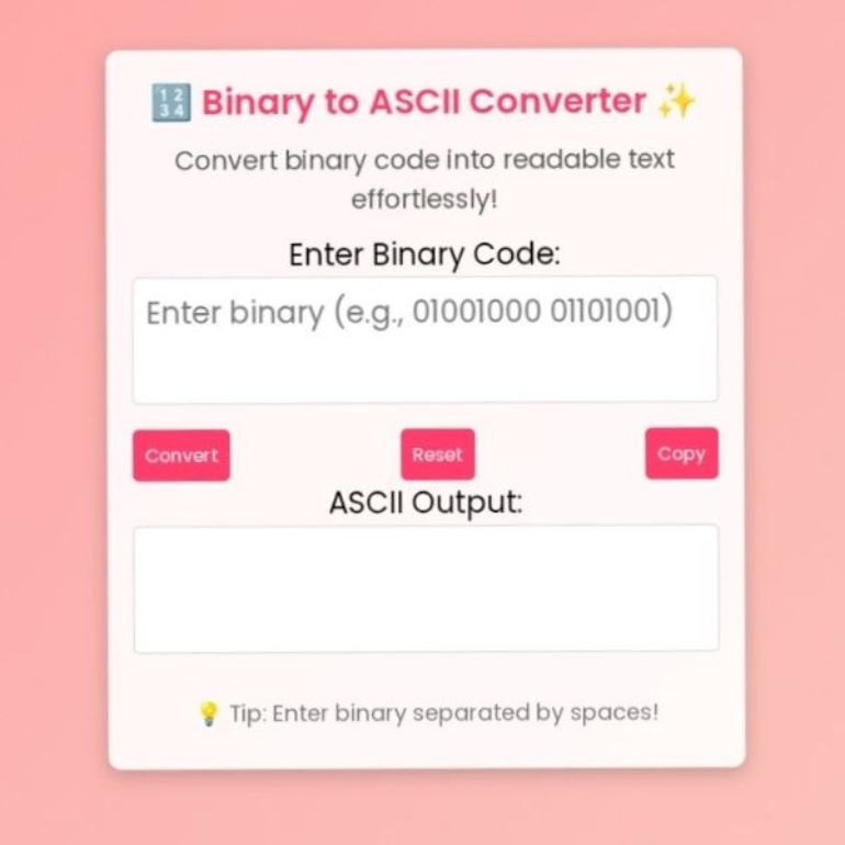 Binary to ASCII Converter Online | Free, Fast & Accurate...